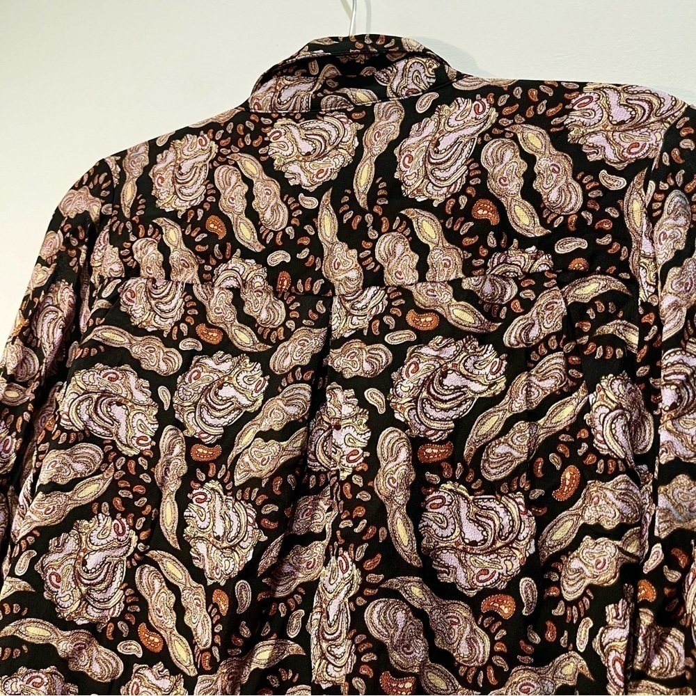 ESQUALO Paisley Floral Button Down Boho Semi Sheer Blouse Long Sleeve Top Medium - Picture 10 of 11
